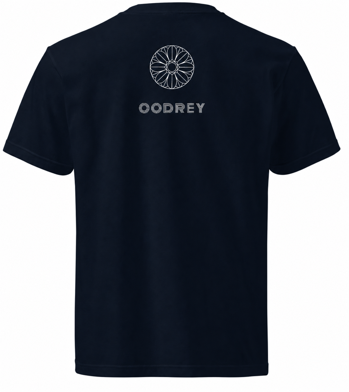 OODREY 光 #1 / Light #1 calligraphy art T-shirt, navy — product and styling image 5